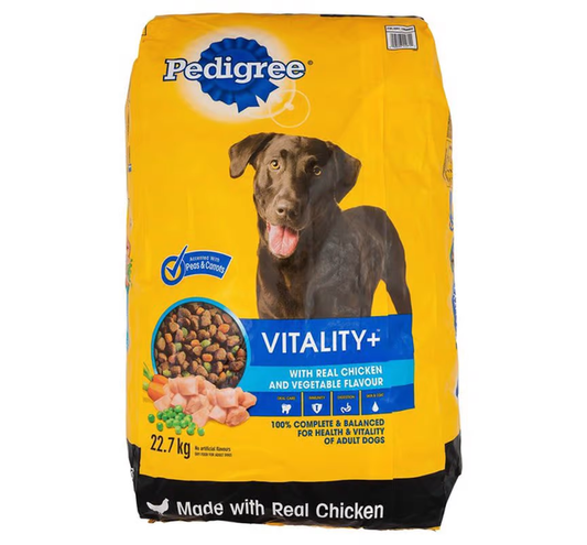 PEDIGREE® VITALITY+ WITH REAL CHICKEN & VEGETABLE FLAVOUR DRY DOG FOOD 22.7Kg