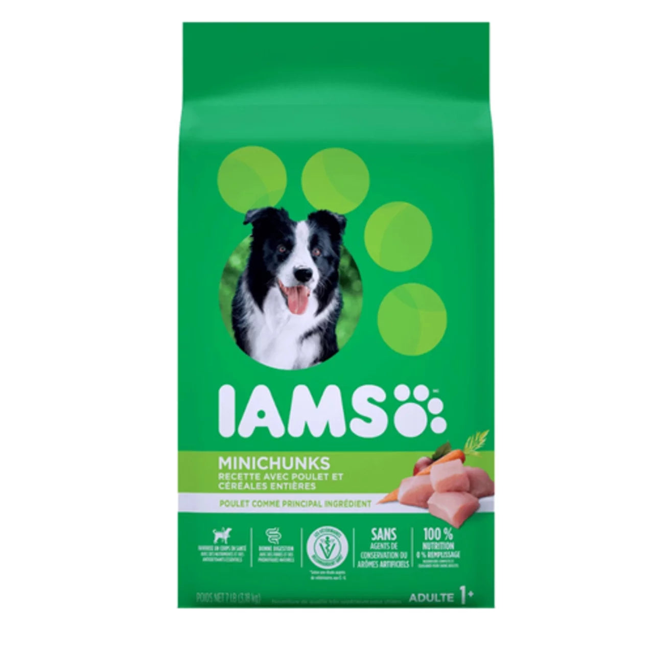 Iams Adult Dry Dog Food Minichunks Chicken & Whole Grains 3.18 kg