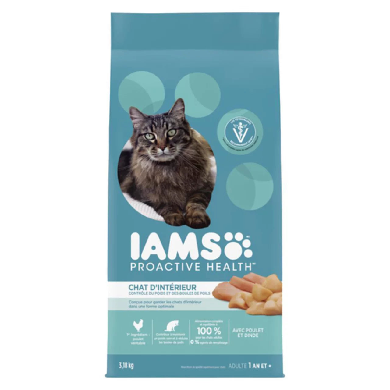 Iams Proactive Health Adult Weight & Hairball Care Chicken & Turkey Dry Cat Food 3.18 kg