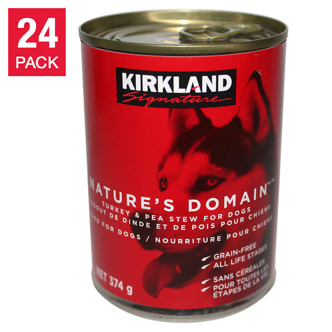 Kirkland Signature Nature’s Domain Turkey and Pea Stew Canned Dog Food, 24 × 374 g (13.2 oz.)