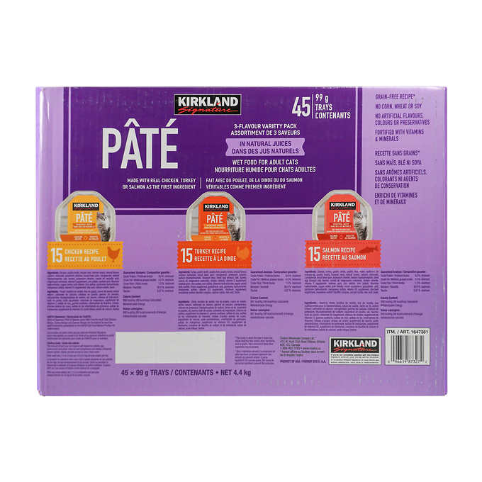 Kirkland Signature Wet Cat Pate Variety Pack 45 x 99 g ( 3.5 oz.)