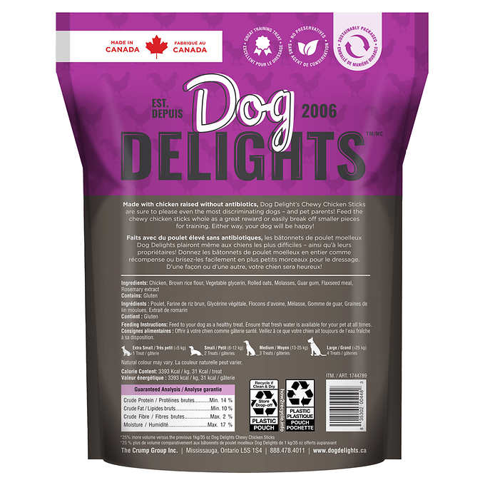 Dog Delights Chicken Sticks Dog Treats, 1.25 kg (2.7 lb.)