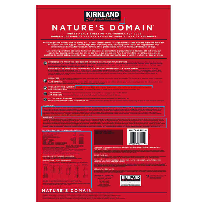 Kirkland Signature Nature’s Domain Turkey Meal & Sweet Potato Dog Food, 15.87kg (35 lb.)