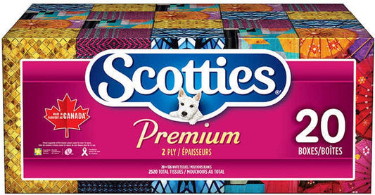 Scotties Premium Facial Tissue, Soft & Strong, Hypoallergenic and Dermatologist Tested 126 Count, 20-pack