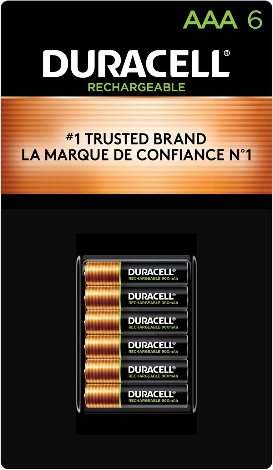 Duracell Rechargeable AAA Batteries, 6 Count Pack, Triple A Battery for Long-Lasting Power, All-Purpose Pre-Charged Battery for Household and Business Devices