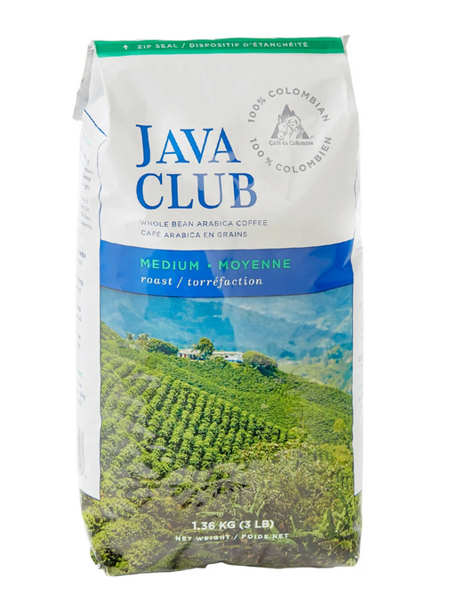 Java Club 100% Colombian Whole Bean Arabica Coffee, 1.36 kg