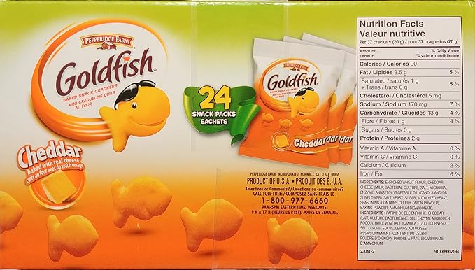 Goldfish Baked Snack Cheddar Crackers, 24 × 43 g