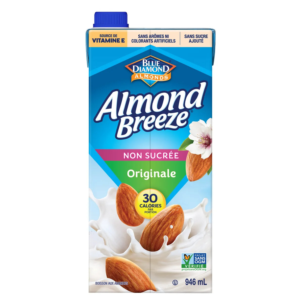 Almond Breeze Unsweetened Original Almond Milk, 946 mL, 6-pack