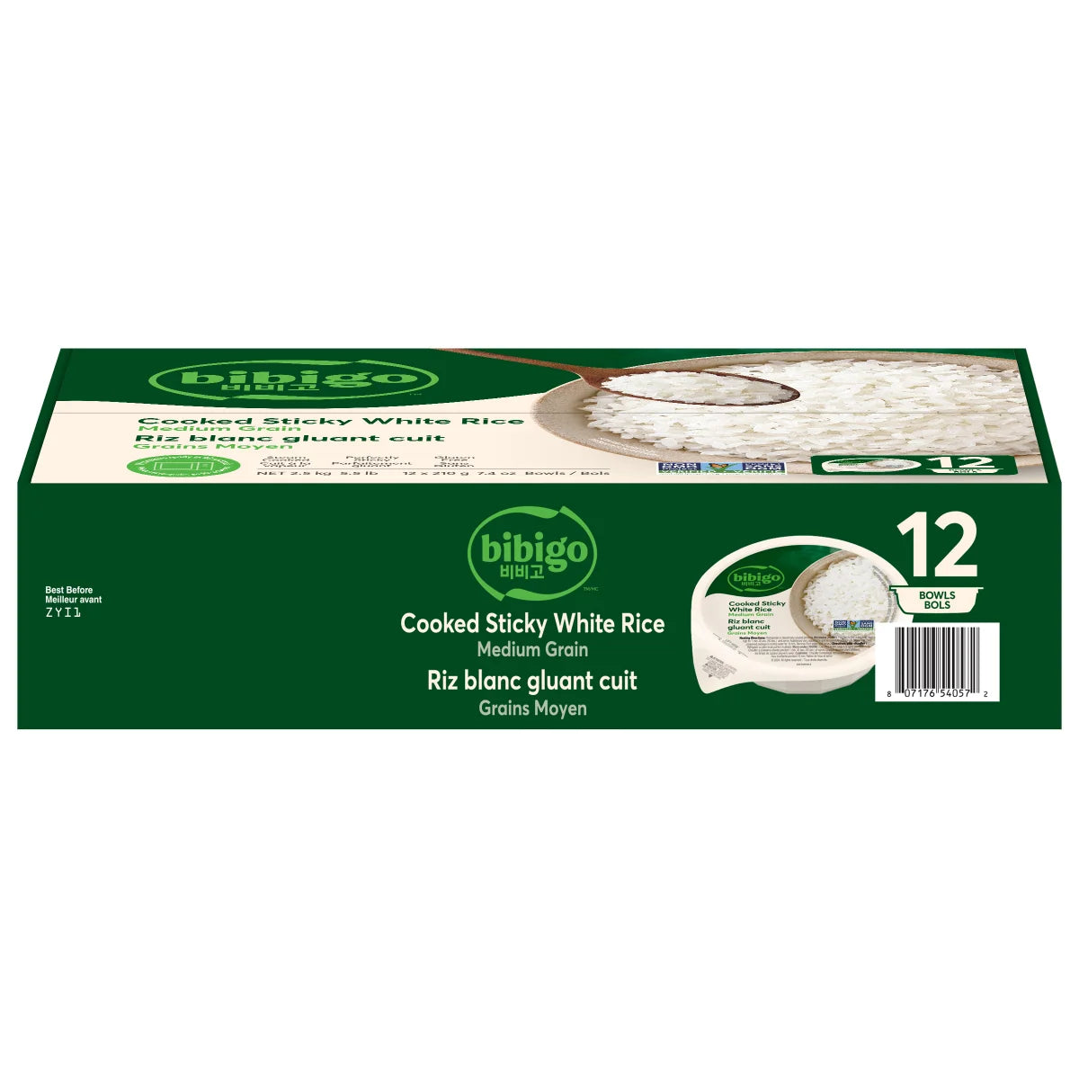 Bibigo Cooked Sticky White Rice Bowls, 12 × 210 g