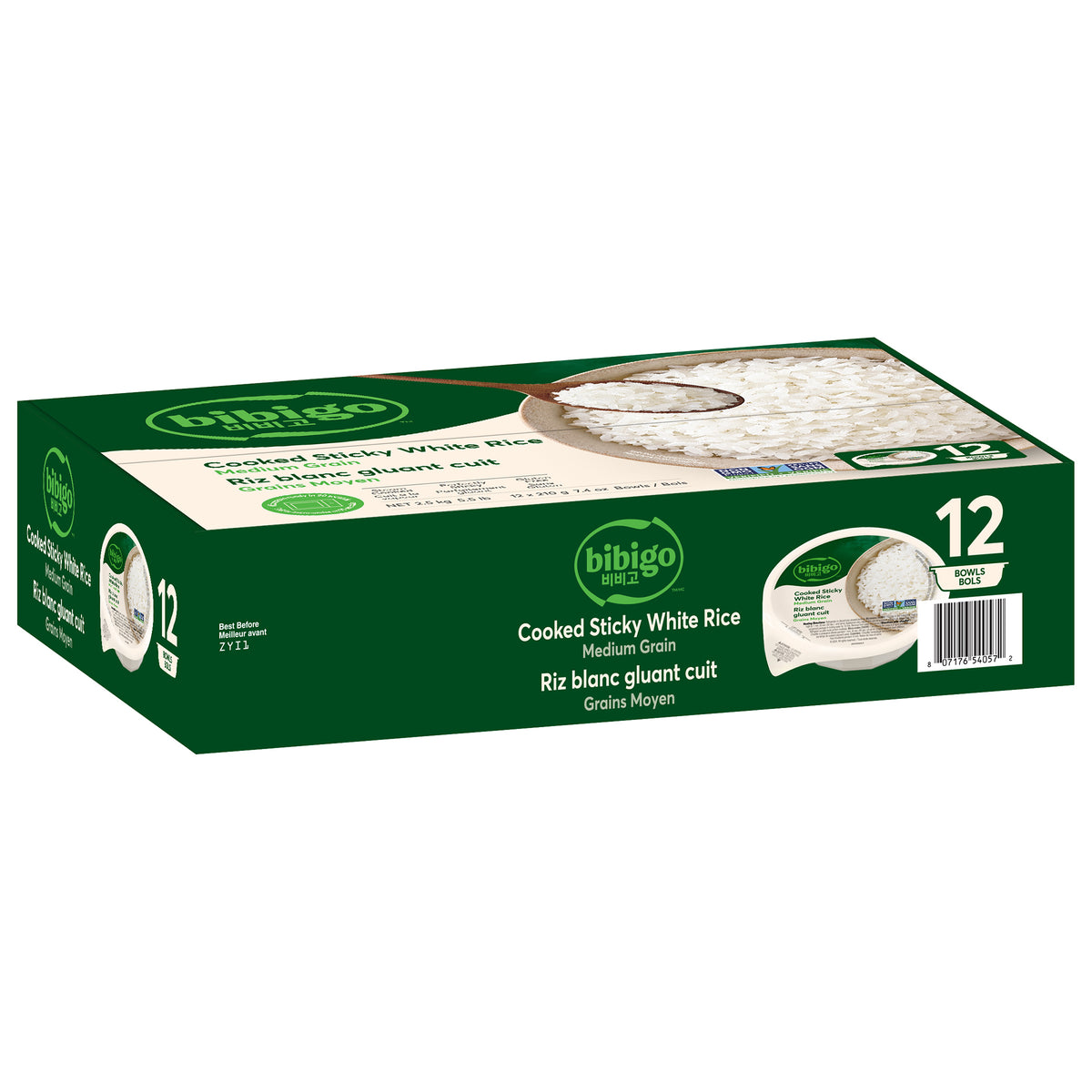 Bibigo Cooked Sticky White Rice Bowls 12 × 210 g