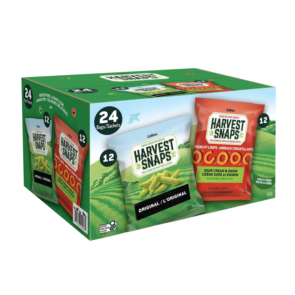 Calbee Harvest Snaps, Baked Green Pea and Red Lentil Snacks, 588 g