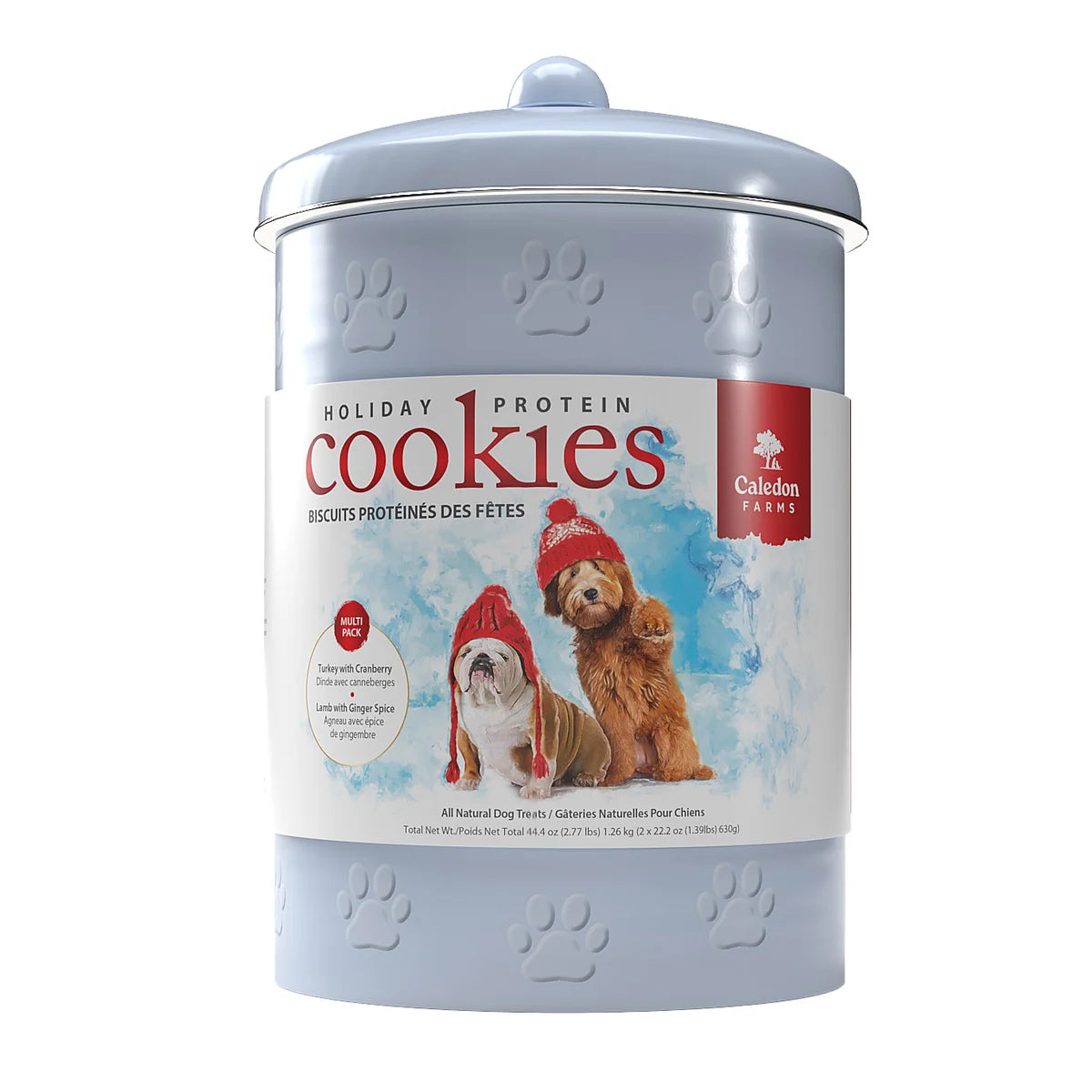 Caledon Farms Protein Cookie Dog Treats in Holiday Gift Tin 1.25 kg (44.4 oz.)