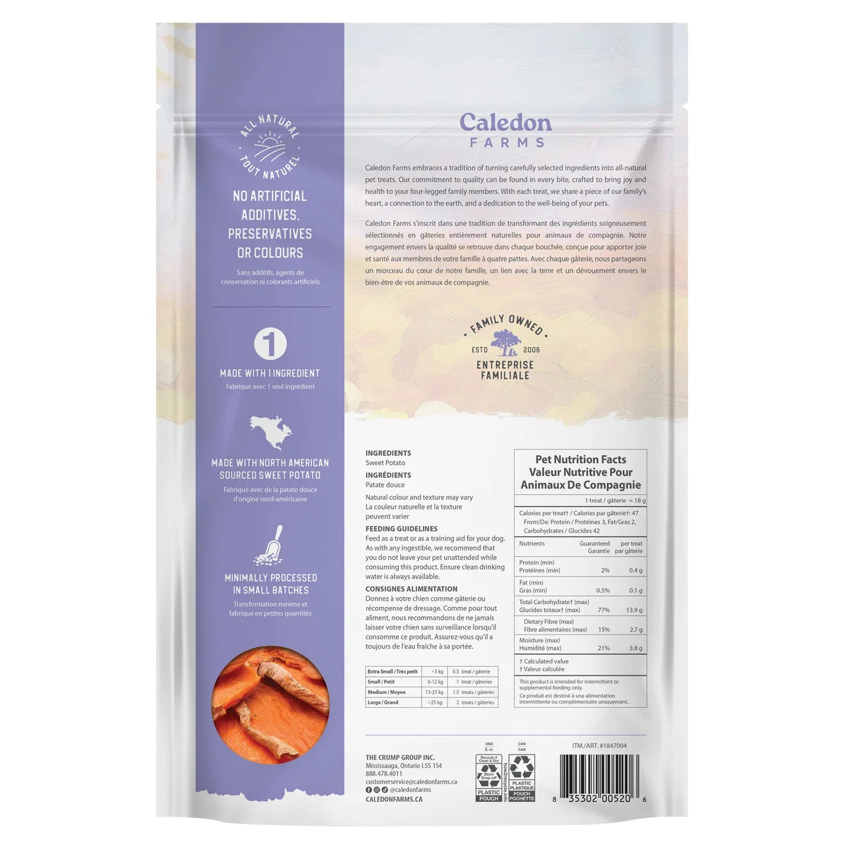 Caledon Farms Sweet Potato All Natural Dog Treats, 1.02 kg