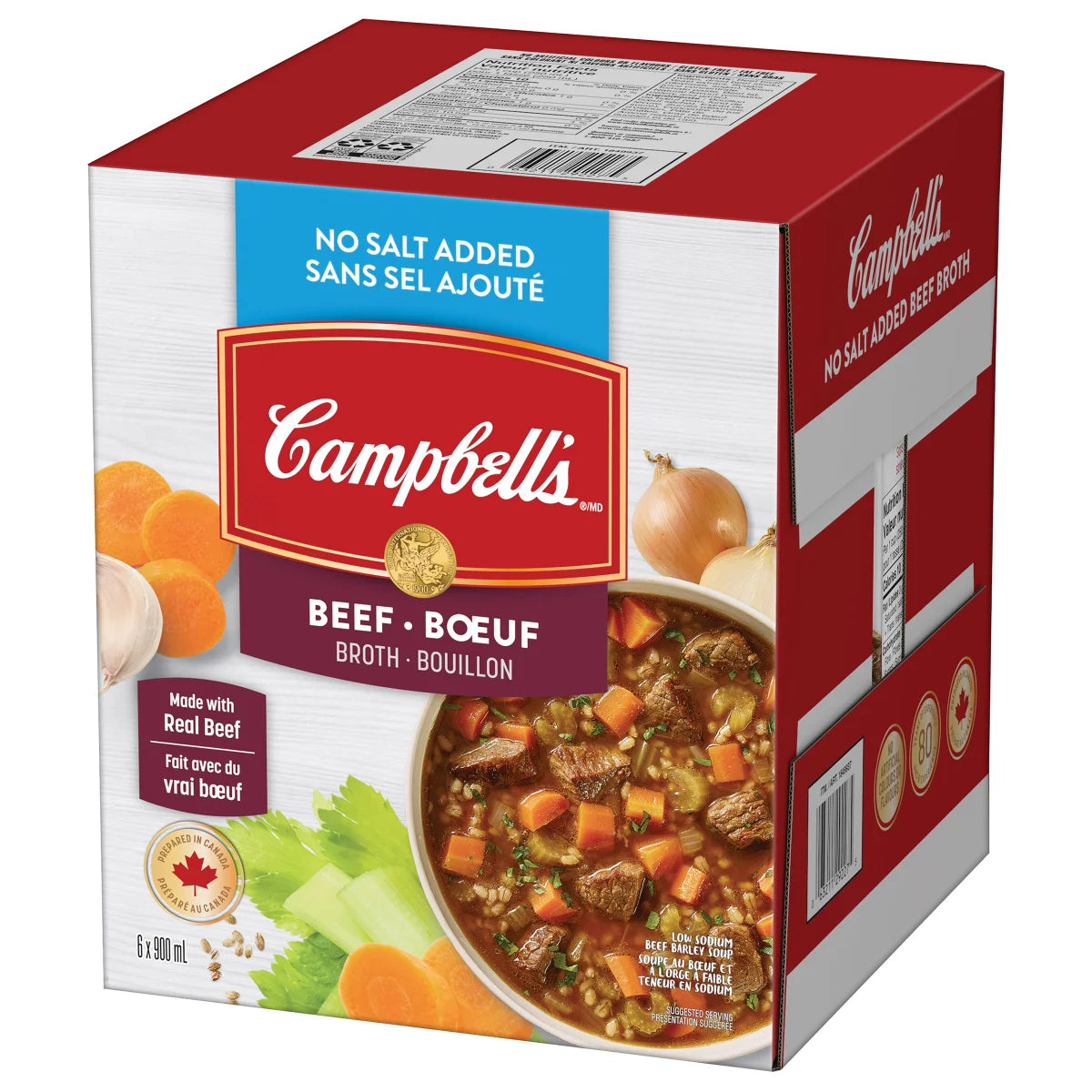 Campbell’s No Salt Added Ready to Use Beef Broth, 6 × 900 mL