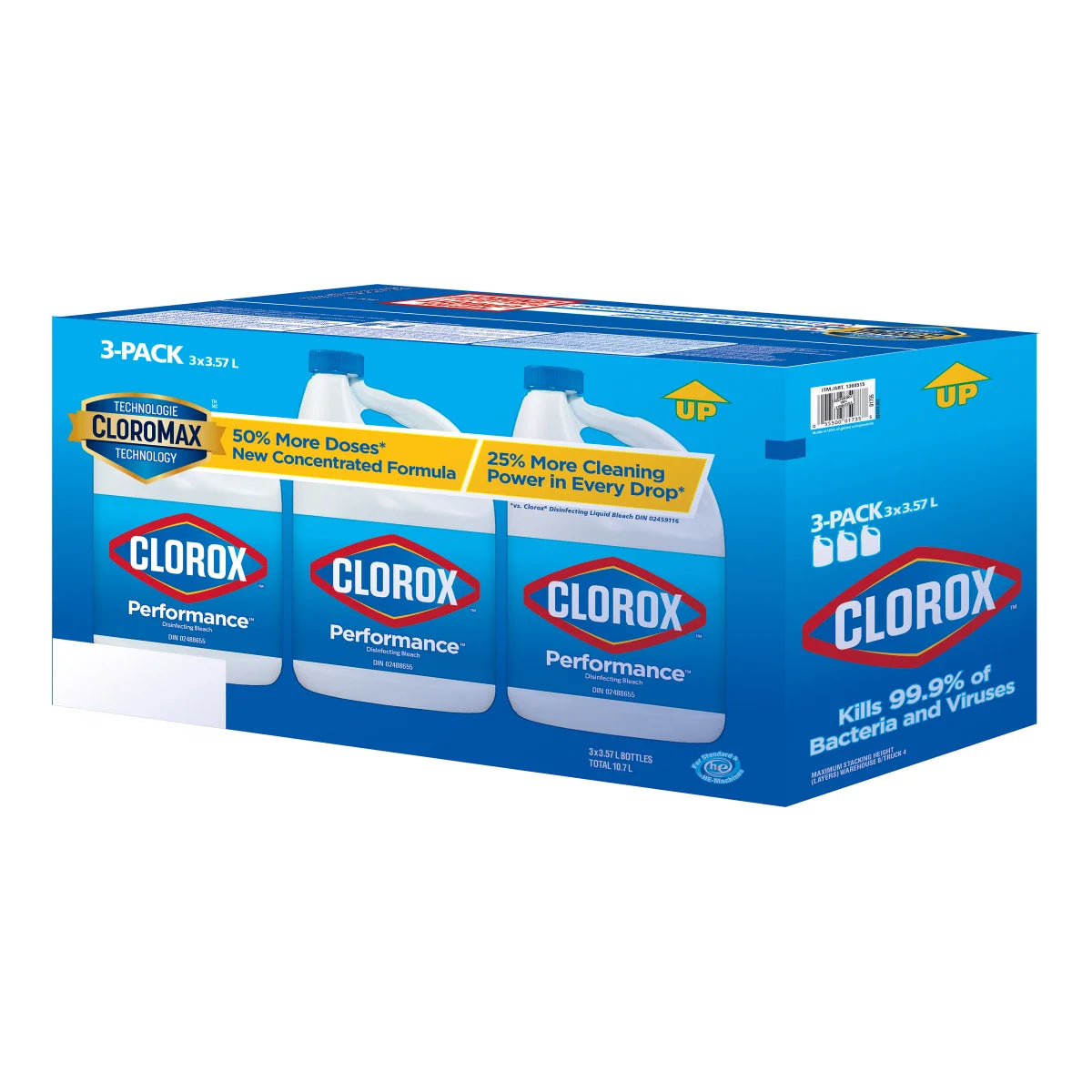 Clorox Performance Disinfecting Bleach, 3 x 3.57L