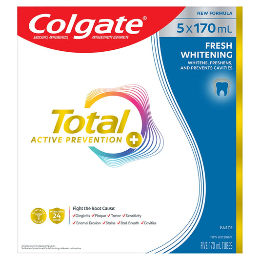 Colgate Active Prevention Plus Fresh Whitening Total, 5 X 170 mL