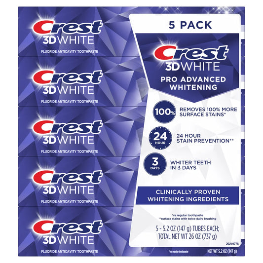 Crest 3D White Advanced Whitening Toothpaste, 5x 135 ml