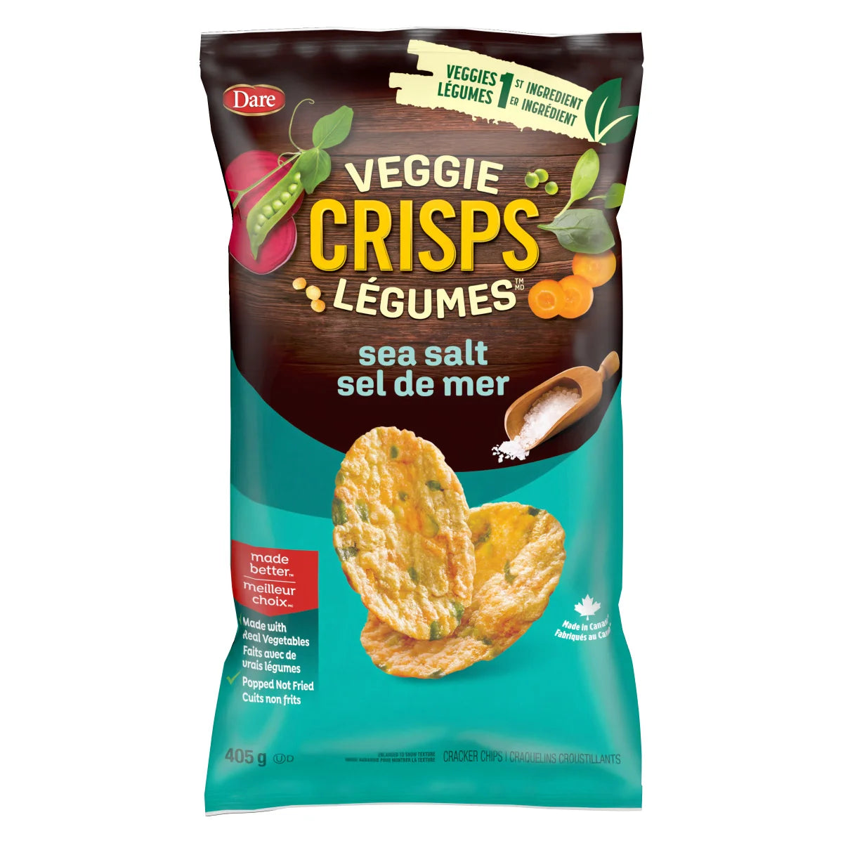 Dare Veggie Crisps Sea Salt Cracker Chips, 405 g