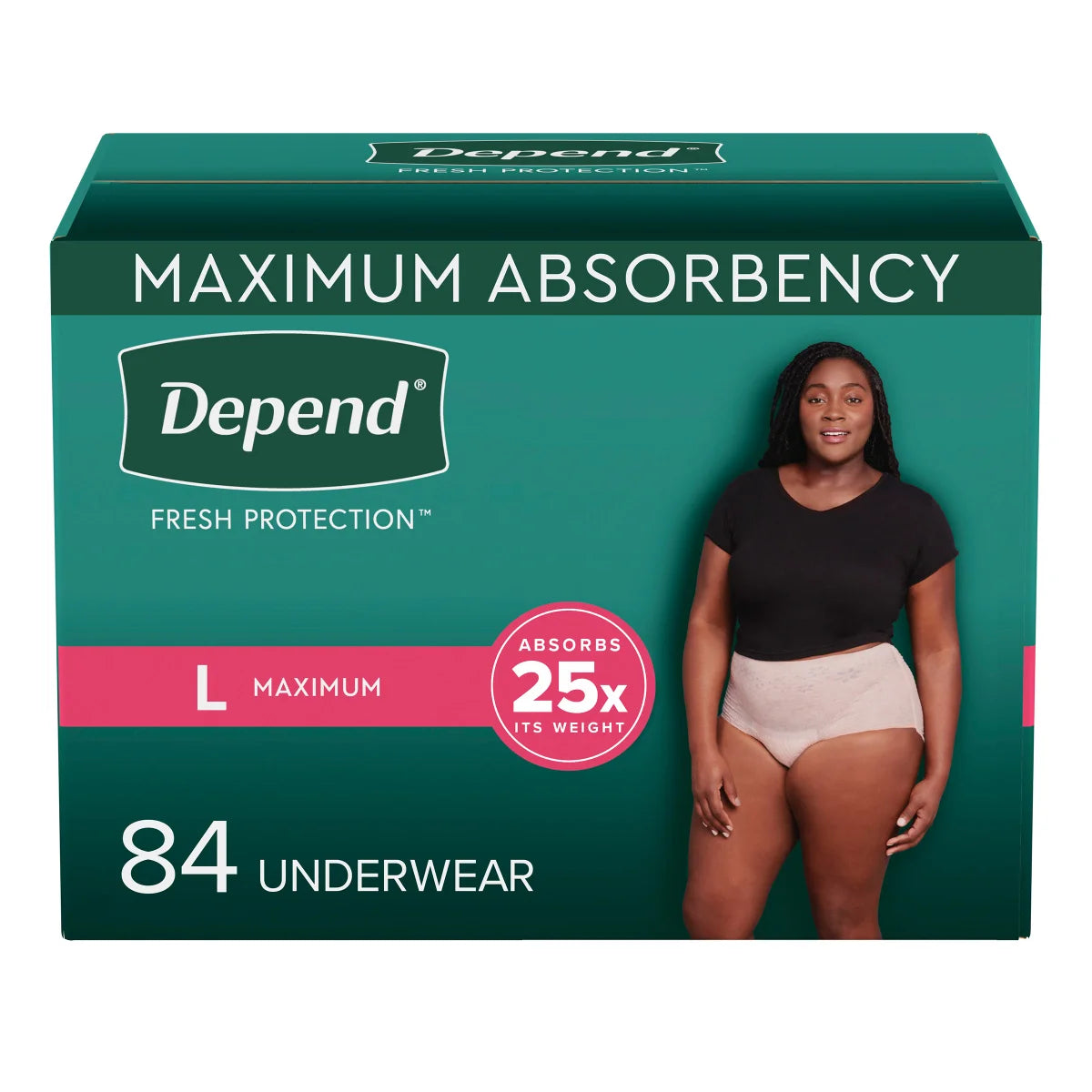 Depend Women's Maximum Absorbency Underwear Large 84 Count