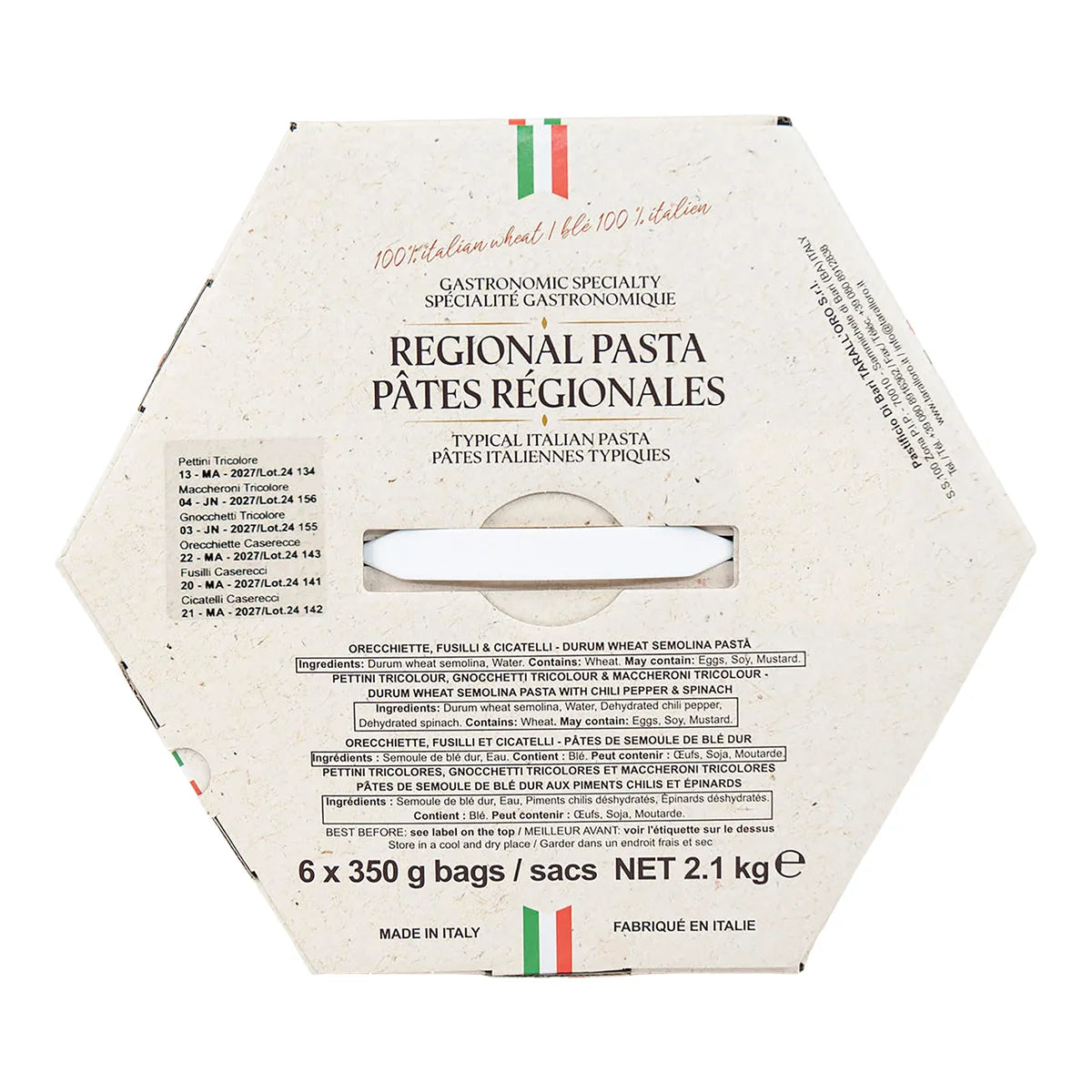 Di Bari 100% Italian Wheat Pasta Variety Pack, 6 × 350 g