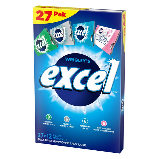 Excel Sugar Free Gum, Variety Pack, 27 × 12 pieces