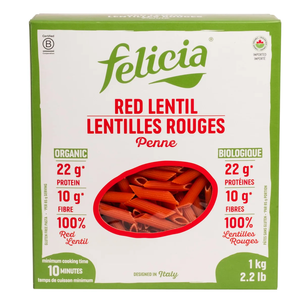 Felicia Organic Red Lentil Penne Pasta, 1 kg