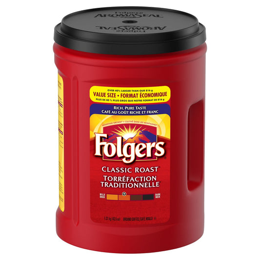 Folgers Classic Roast Ground Coffee, 1.21 kg