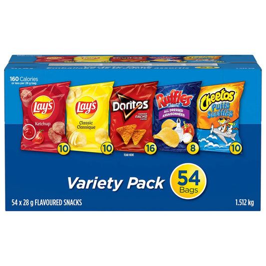 Frito-Lay Flavoured Snacks, Variety Pack, 54 × 28 g
