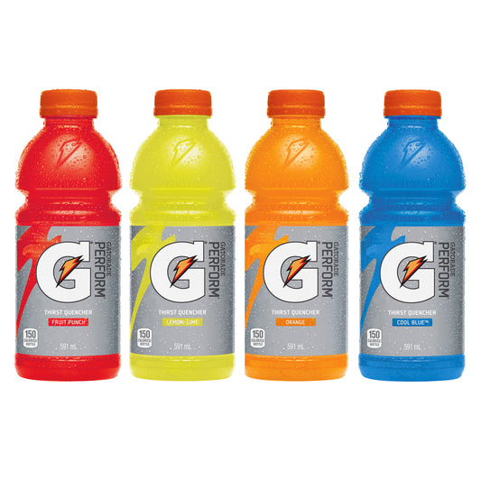 Gatorade Perform Club Pack 28 × 591 mL fruit punch, lemon-lime, orange, cool blue