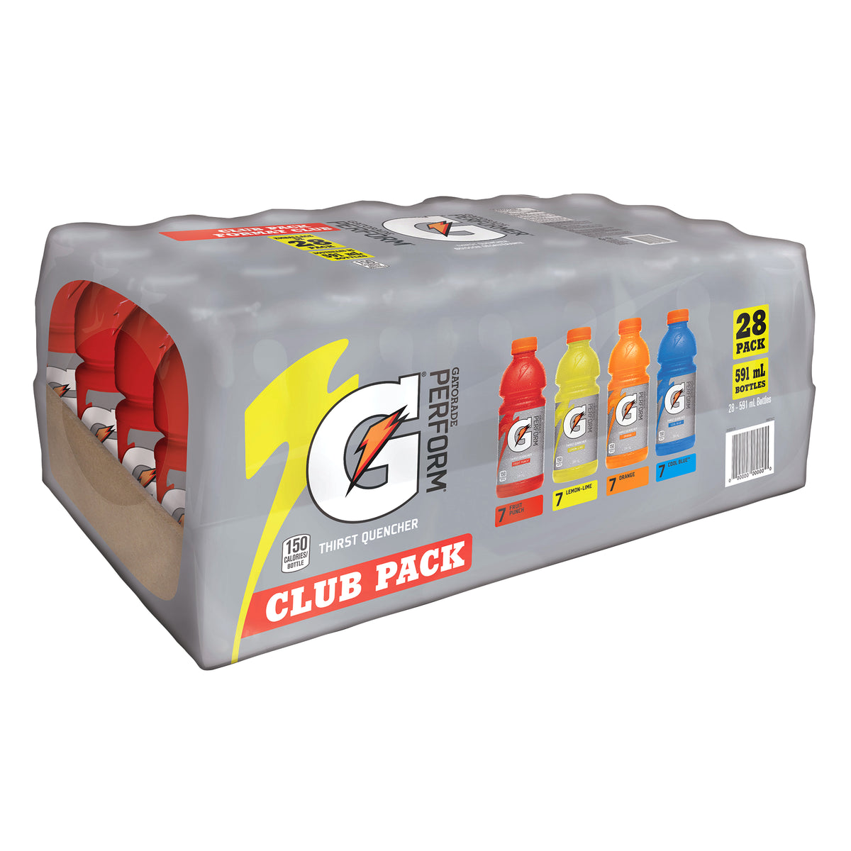 Gatorade Perform Club Pack 28 × 591 mL fruit punch, lemon-lime, orange, cool blue