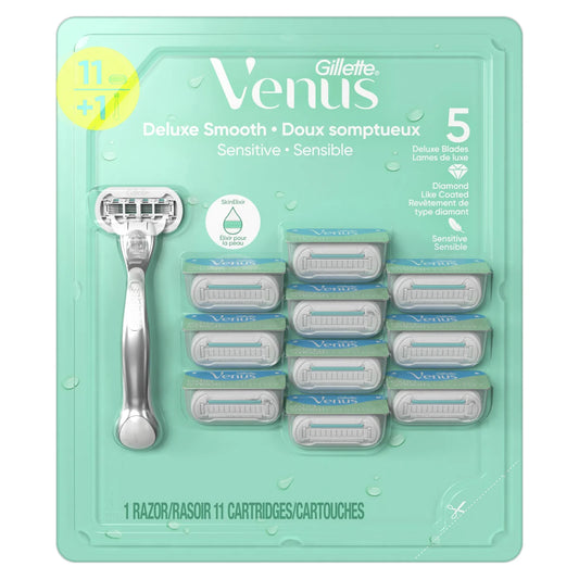 Gillette Venus Deluxe Smooth Sensitive Razor + 11 Cartridges