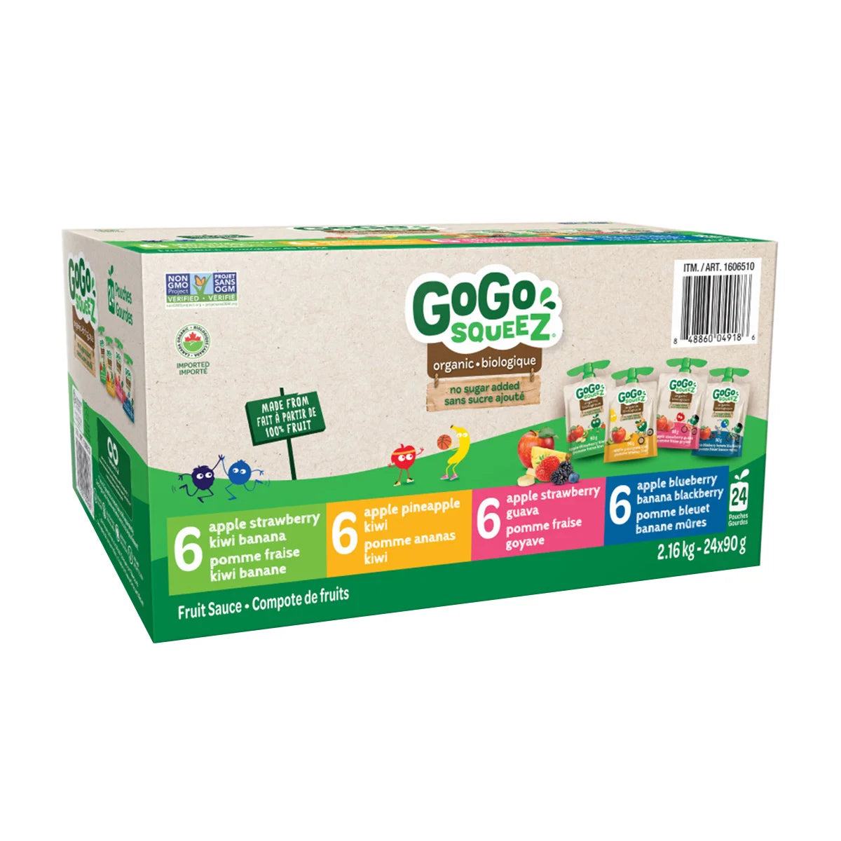 GoGo SQUEEZ Organic Exotic Fruit Sauce Variety Pack, 24 × 90 g