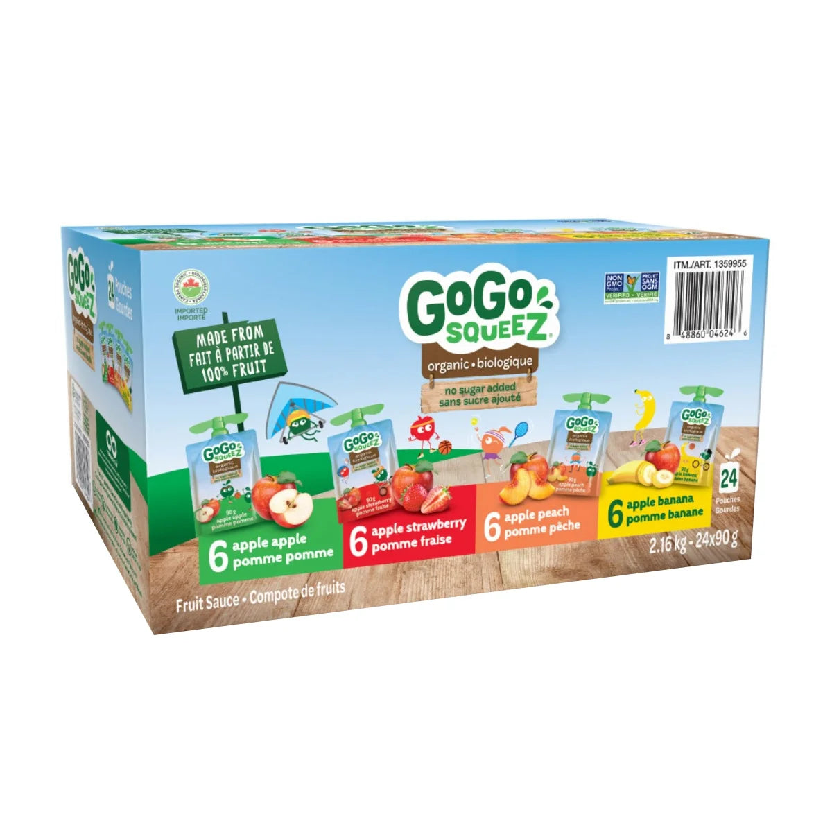 GoGo SQUEEZ Organic Fruit Sauce Variety Pack, 24 × 90 g