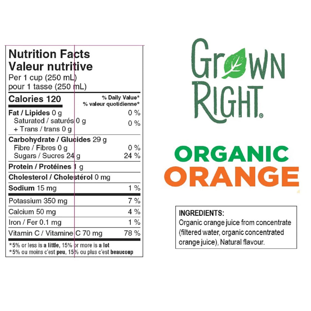 Grown Right Organic Orange Juice, 2 x 1.89 L