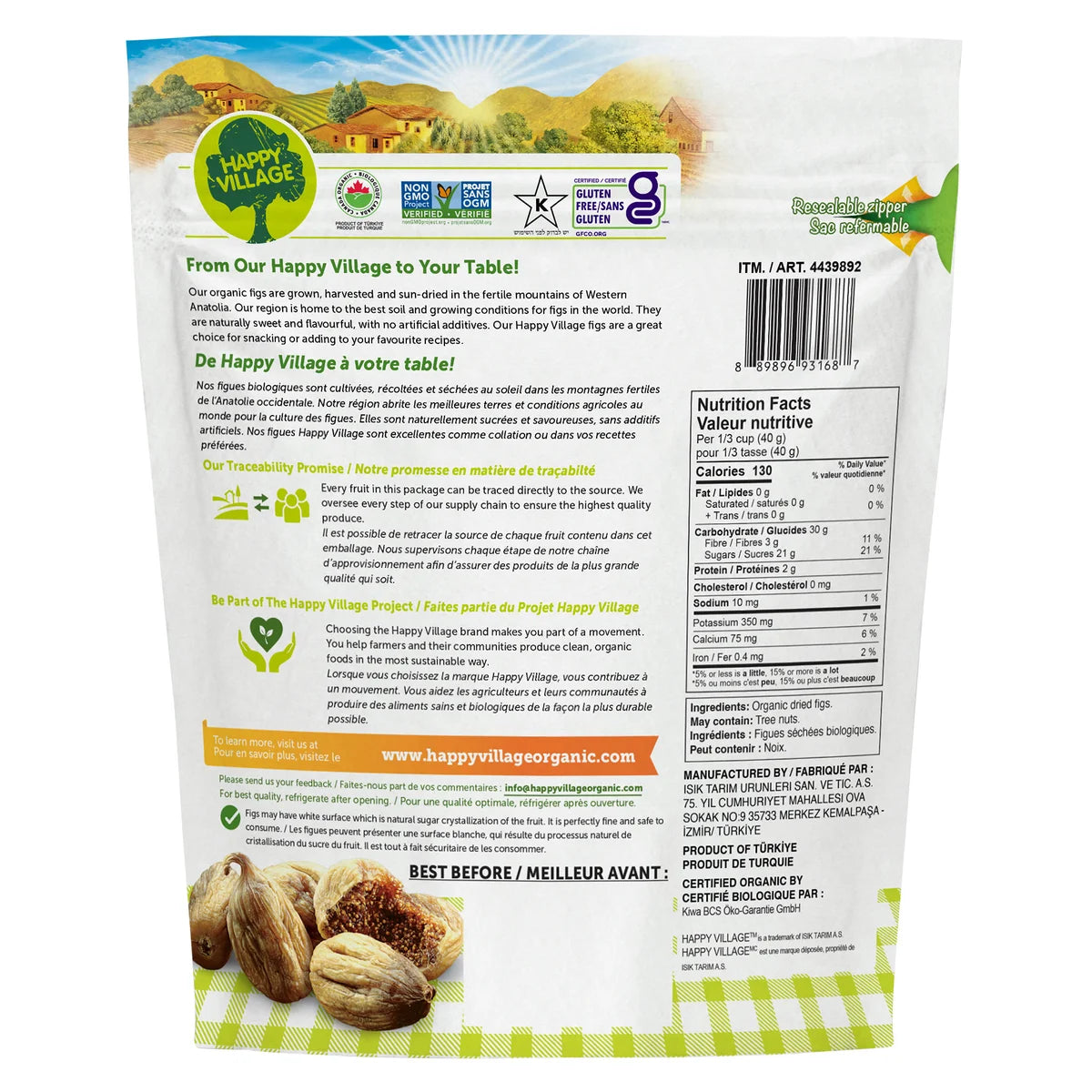 Happy Village Organic Sun-Dried Figs, 1.36 kg