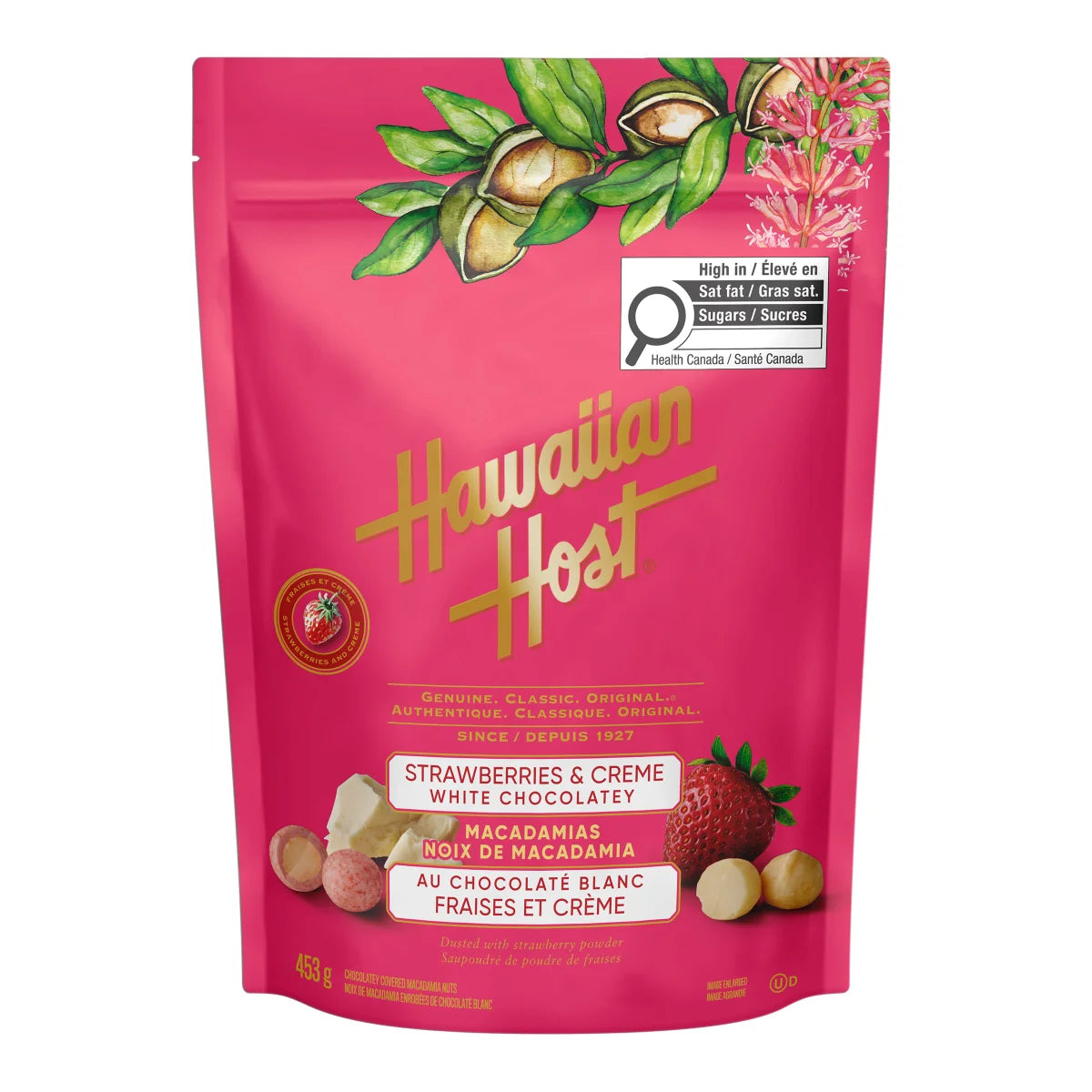 Hawaiian Host, Strawberries & Creme, White Chocolatey Covered Macadamia Nuts, 453 g