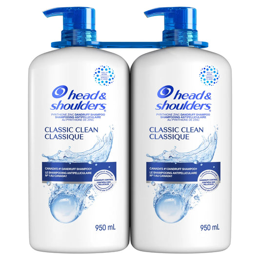 Head and Shoulders Classic Clean Anti-dandruff Shampoo, 2 × 950 mL