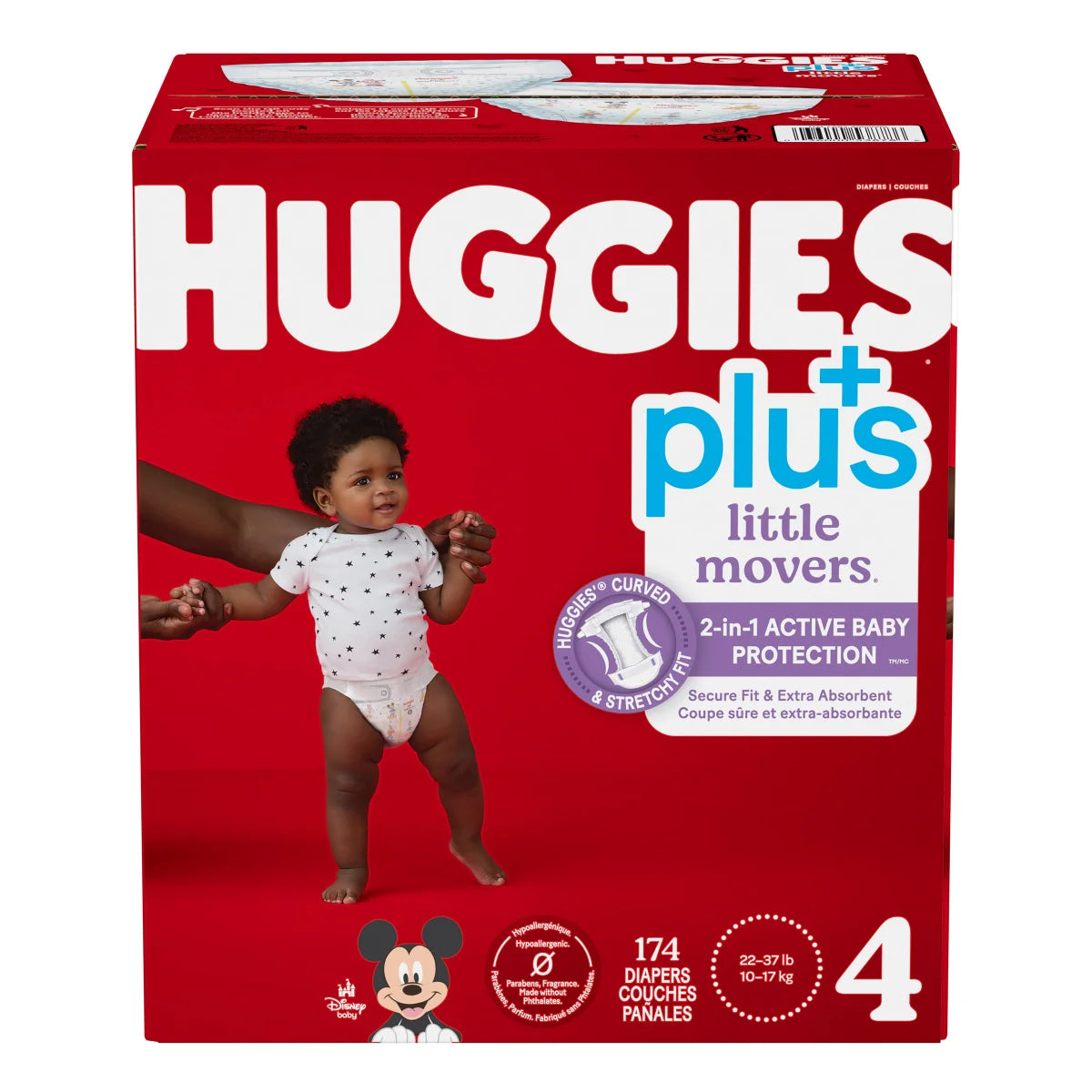 Huggies Little Movers Plus Diapers, Sizes 4 (22-37 lb/10-17 kg)