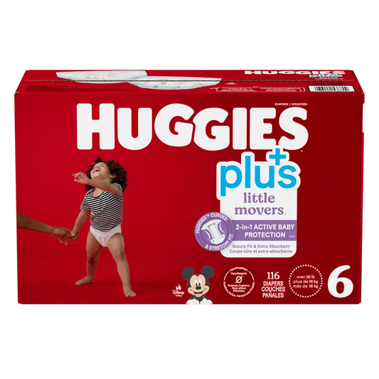 Huggies Little Movers Plus Diapers, Diaper Size: 6 (35+ lb/16+ kg)