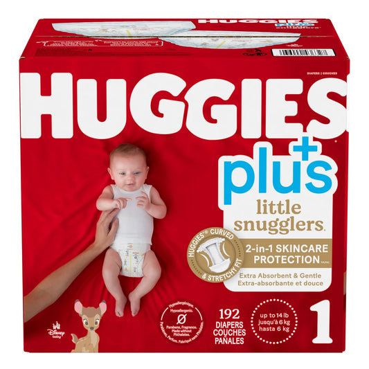 Huggies Little Snugglers Plus Diapers, Sizes 1  (8-14 lb/4-6 kg)