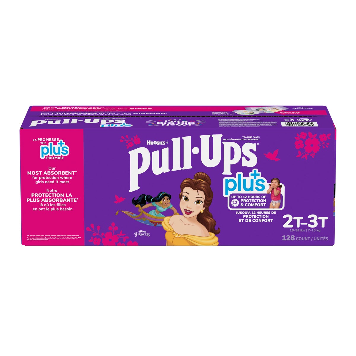 Huggies Pull-Ups Plus Training Pants, 2T to 3T Girls 128 Units