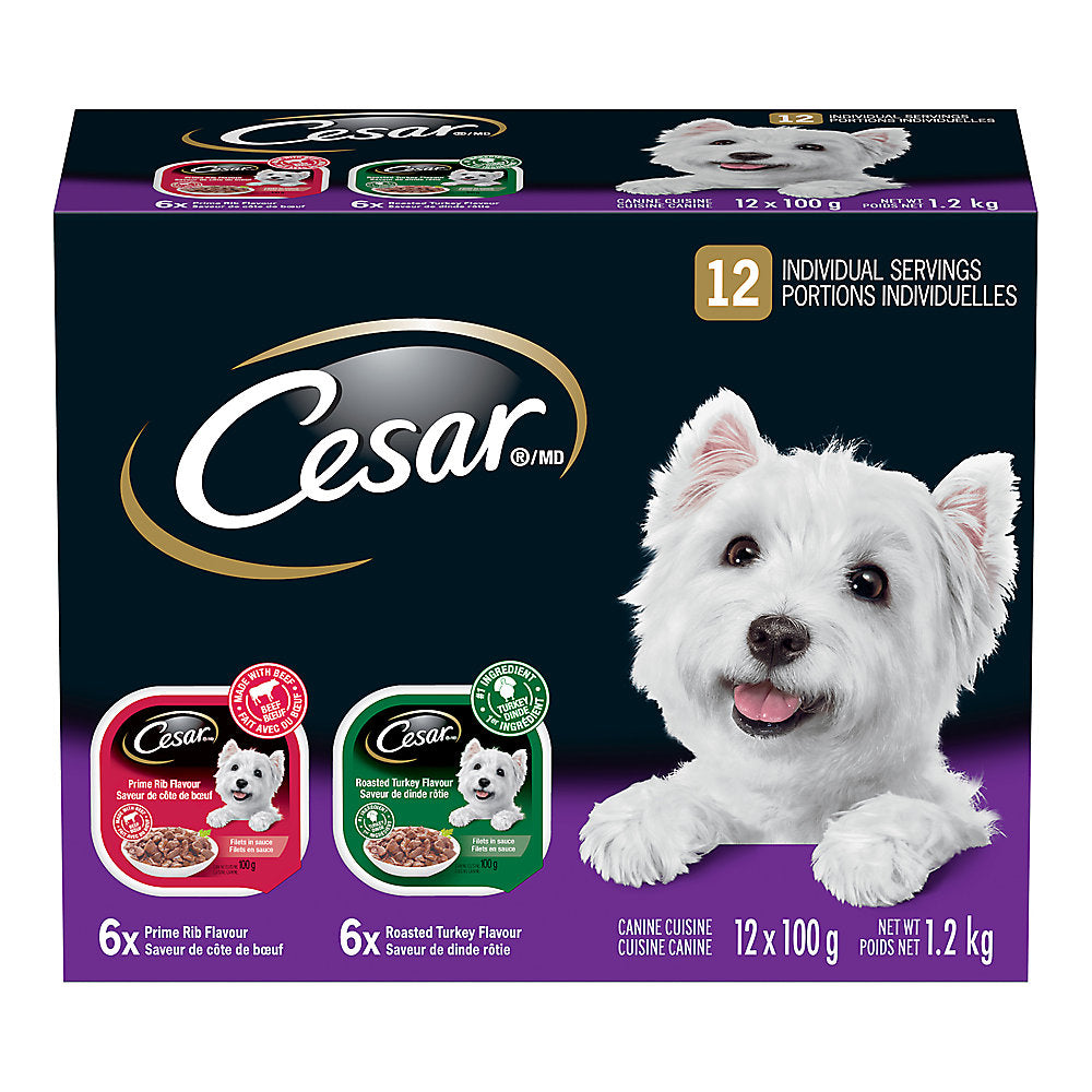 Cesar Wet Dog Food Roasted Turkey And Prime Rib 12 x 100 g