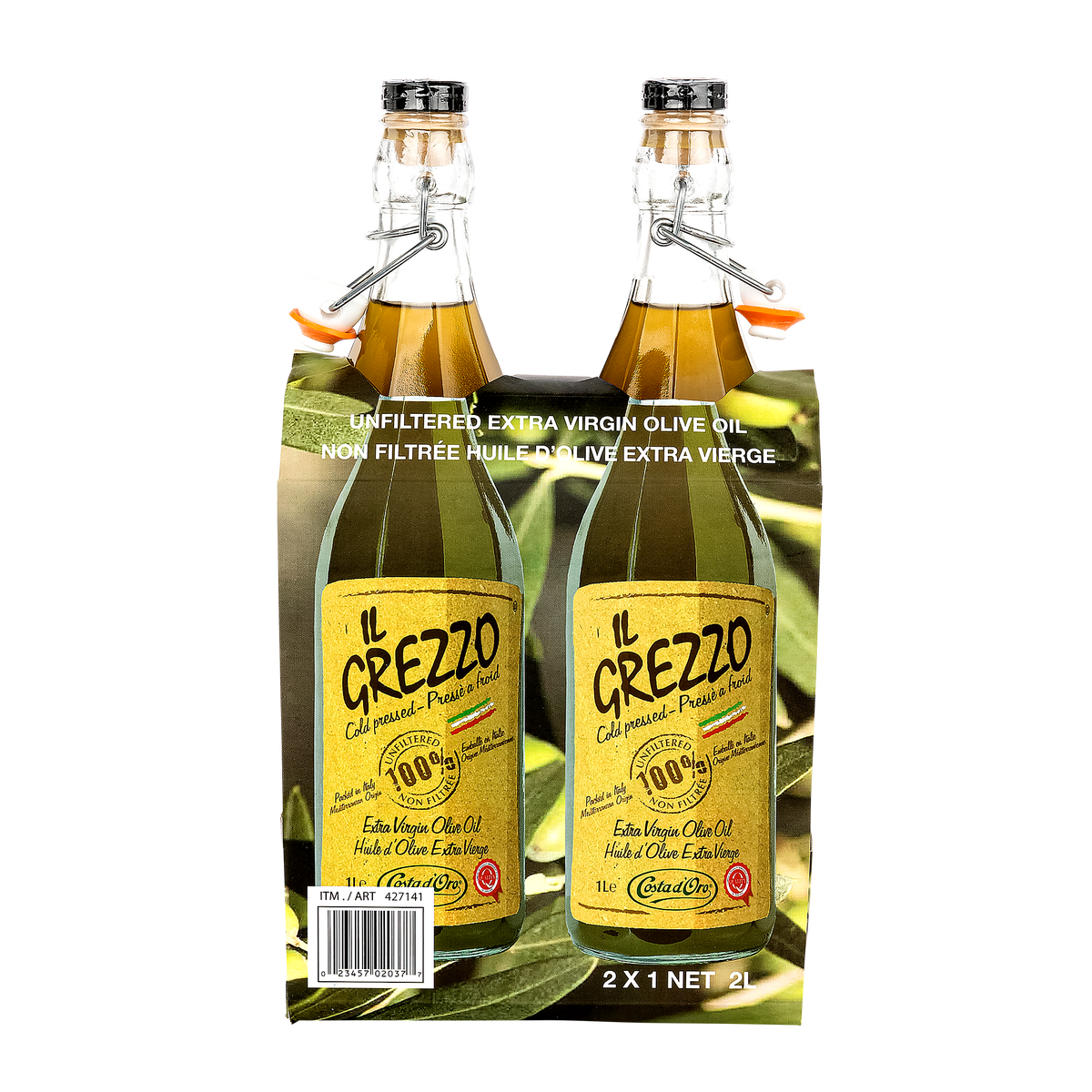 IL Grezzo Unfiltered Extra Virgin Olive Oil 2 × 1 L