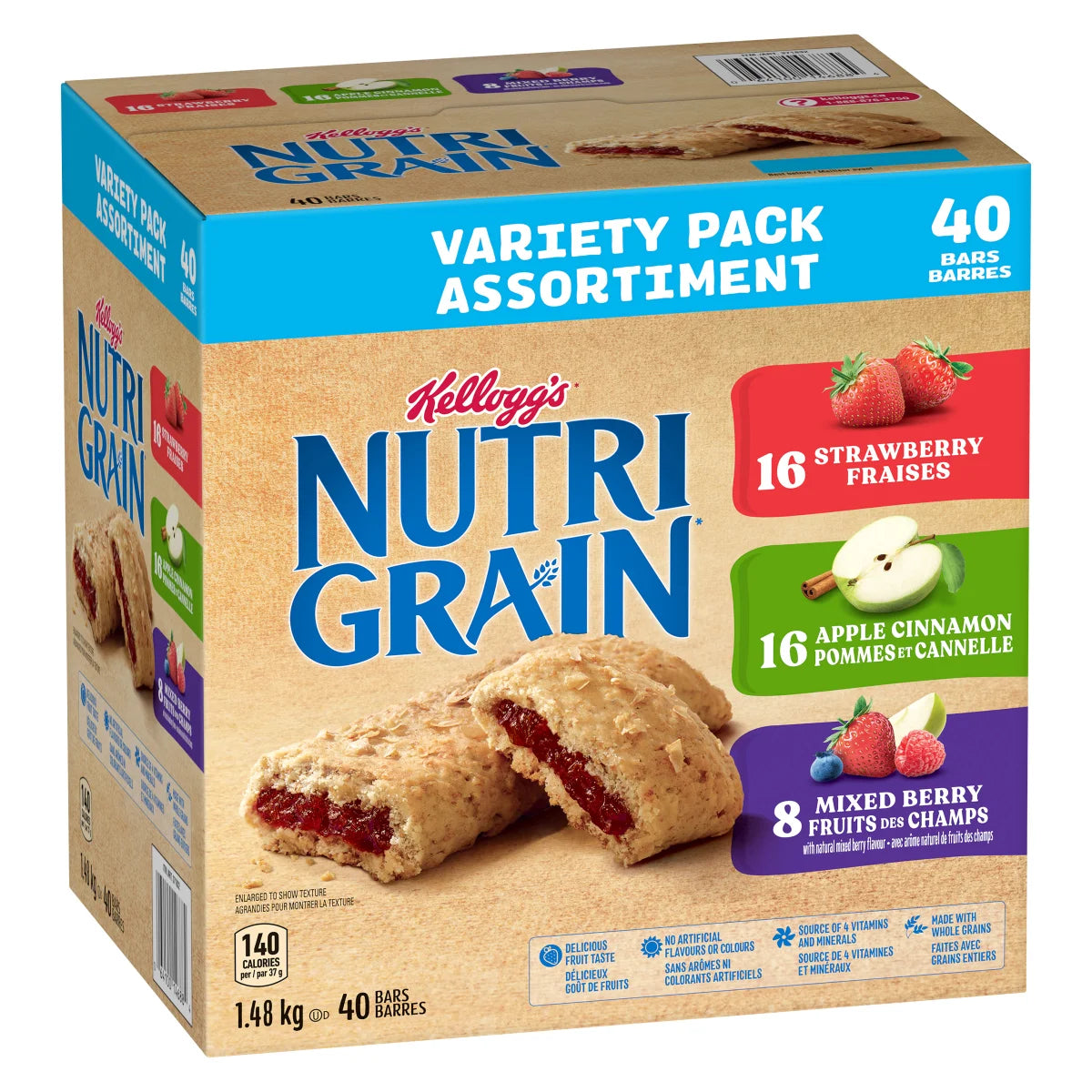 Kellogg's Nutri-Grain Bars, Variety Pack, 40 x 37 g