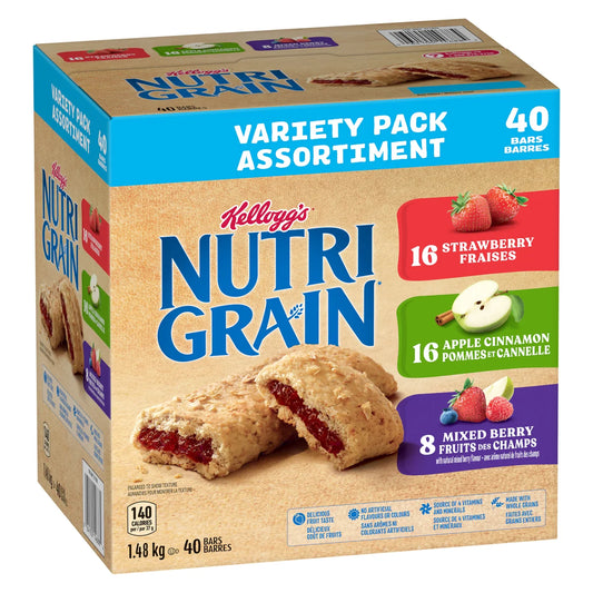 Kellogg's Nutri-Grain Bars, Variety Pack, 40 x 37 g