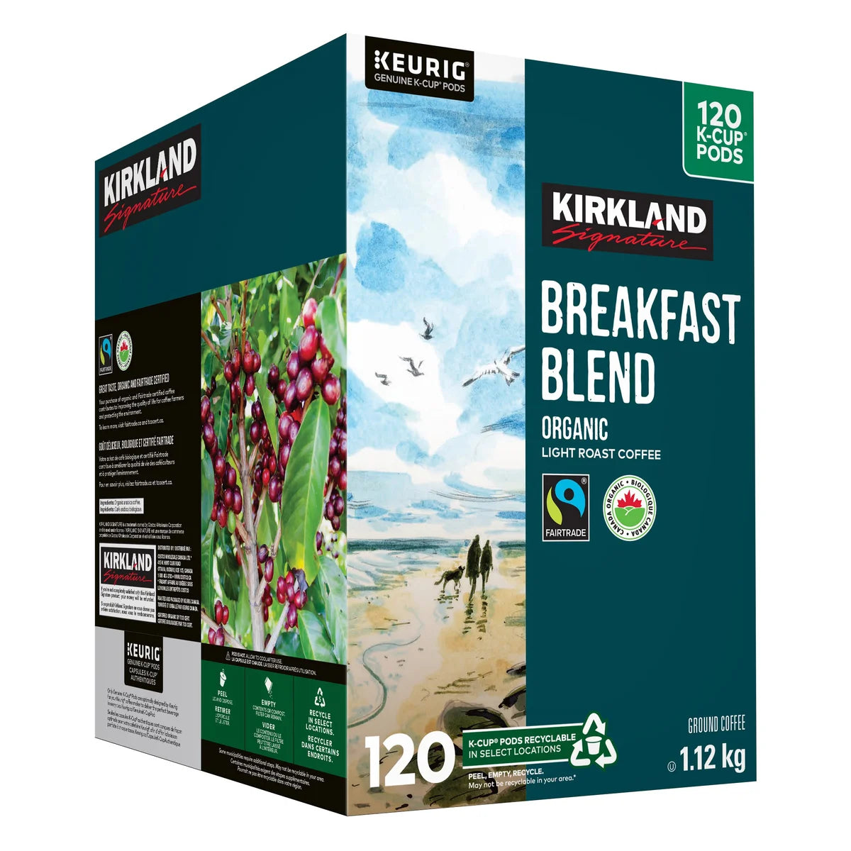 Kirkland Signature Organic Breakfast Blend Fair Trade Coffee K-Cup Pods, 120-count