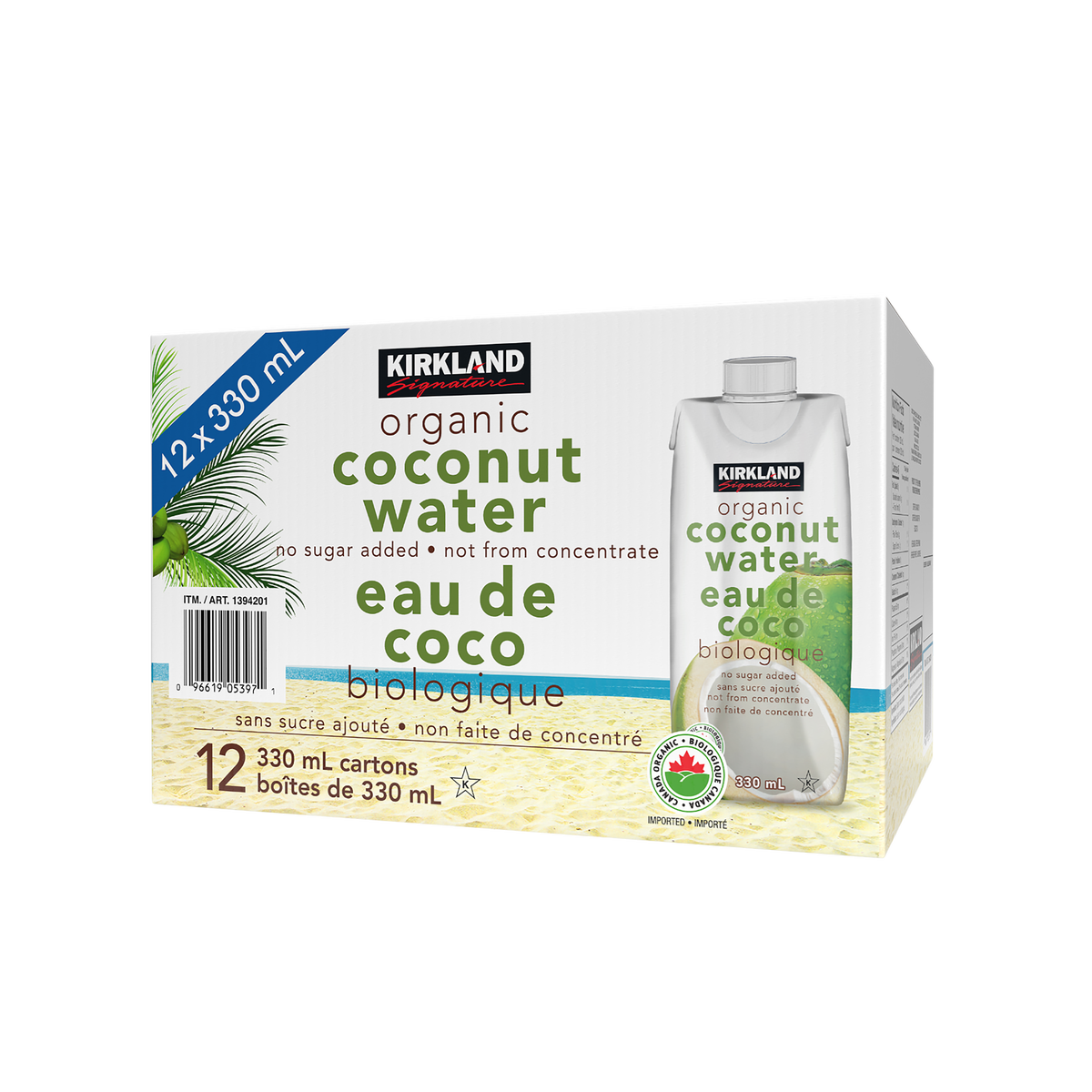 Kirkland Signature Organic Sugar Free Coconut Water 12 x 330 mL