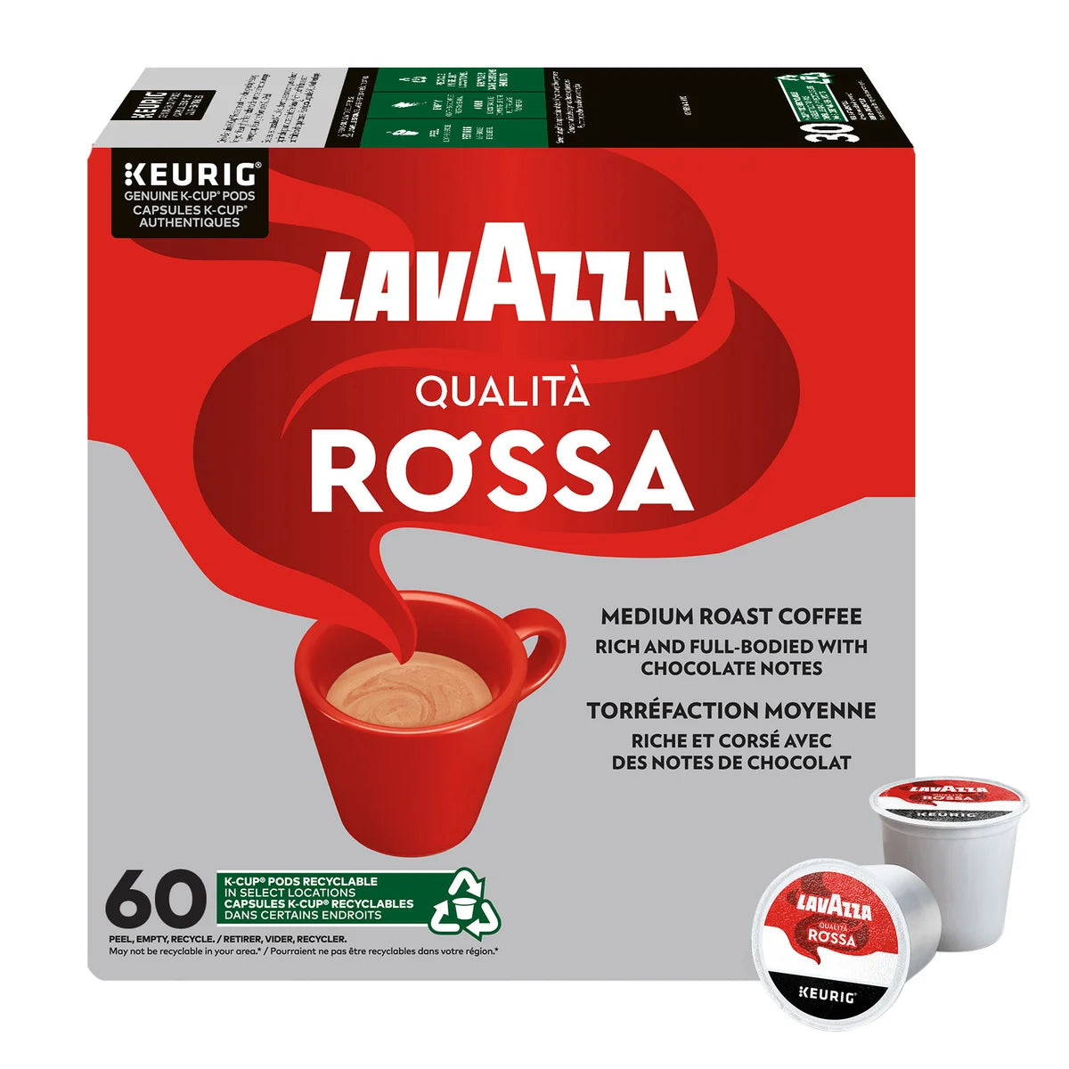 Lavazza Qualità Rossa Medium Roast Coffee K Cup Pods, 60 count