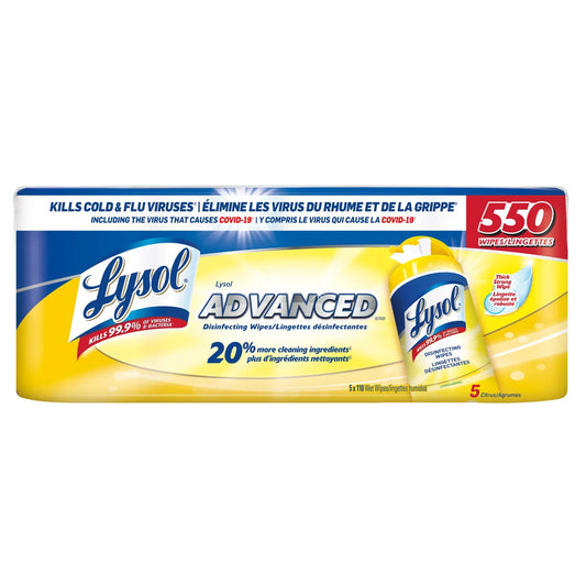 Lysol Advanced Disinfecting Wipes, 550 Wipes (5x110)