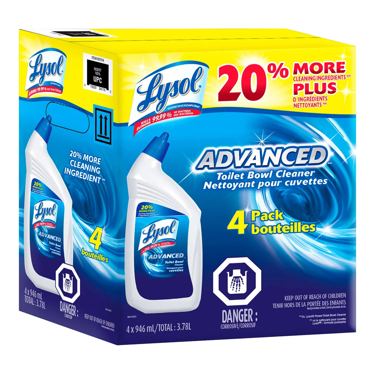 Lysol Advanced Toilet Bowl Cleaner, 4 × 946 mL